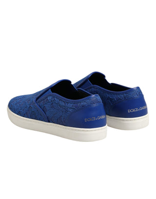 Blaue Leder-Slipper mit Schnürsenkeln
