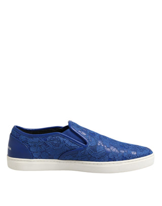 Blaue Leder-Slipper mit Schnürsenkeln