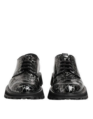 Black White Calfskin Chunky Derby Shoes