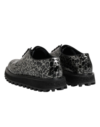 Black White Calfskin Chunky Derby Shoes