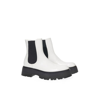 Schwarz-weiße Chelsea Boots aus Leder