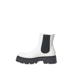 Schwarz-weiße Chelsea Boots aus Leder