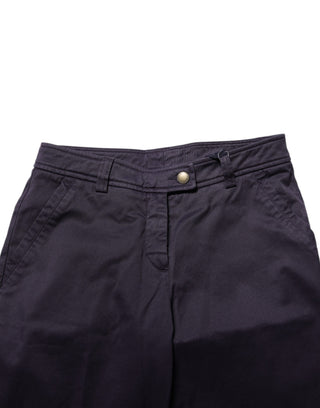 Dunkelviolette Freizeithose mit geradem Bein und mittlerer Bundhöhe