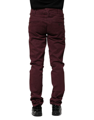 Bordeauxrote Baumwoll-Stretch-Skinny-Fit Herren-Denim-Jeans