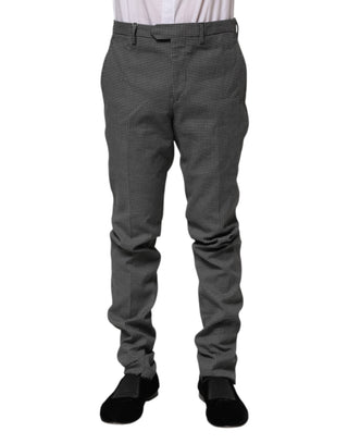 Black White Checkered Tapered Dress Pants