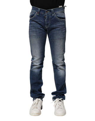 Blaue Washed Skinny Fit Freizeit Herren Jeans