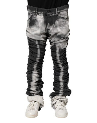 Jeans rectos de mezclilla con efecto tie dye negro