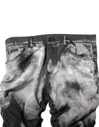 Dark Gray Tie Dye Straight Denim Jeans