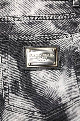Dark Gray Tie Dye Straight Denim Jeans