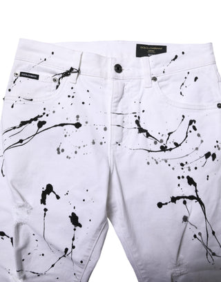 White ColorSplash Skinny Denim Jeans