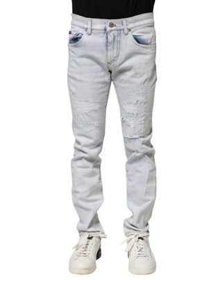 Hellblaue zerrissene Skinny-Jeans