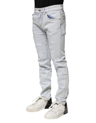 Hellblaue zerrissene Skinny-Jeans