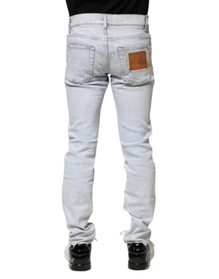 Hellblaue zerrissene Skinny-Jeans