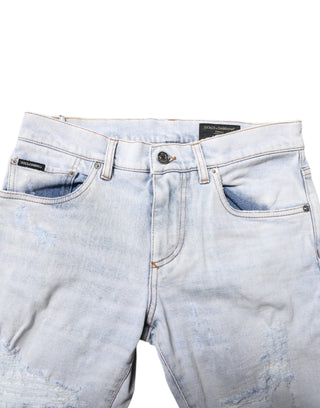 Hellblaue zerrissene Skinny-Jeans