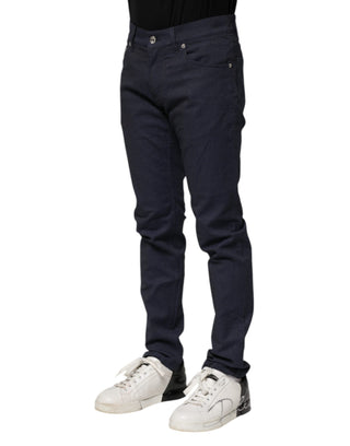 Dunkelblaue Röhrenjeans aus Baumwolle