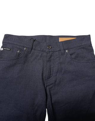Dunkelblaue Röhrenjeans aus Baumwolle