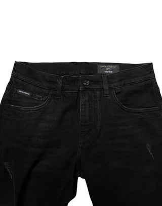 Schwarze Skinny Herrenjeans aus Baumwolle