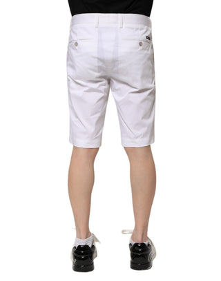 Weiße Baumwoll-Stretch-Denim-Bermuda-Shorts für Herren