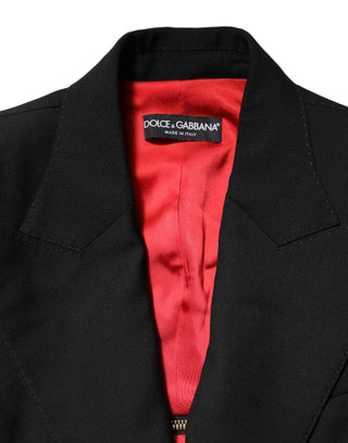 Black Wool Zipper Detailing Blazer Jacket