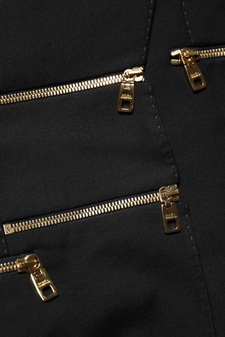 Black Wool Zipper Detailing Blazer Jacket