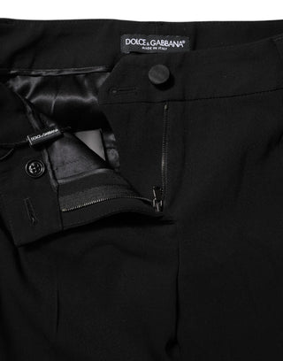 Black Wool Mid Waisted Tapered Dress Pants