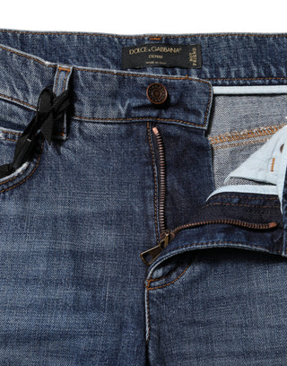 Blue Cotton Tattered Boyfriend Denim Jeans