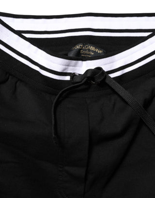 Black Cotton Mid Waist Jogger Pants