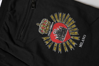 Black Cotton Mid Waist Jogger Pants