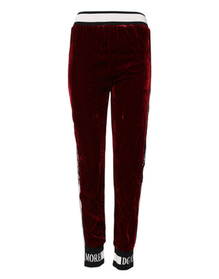 Rote Viskose-Hose mit DG-Logo und mittlerer Bundhöhe