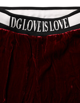 Rote Viskose-Hose mit DG-Logo und mittlerer Bundhöhe