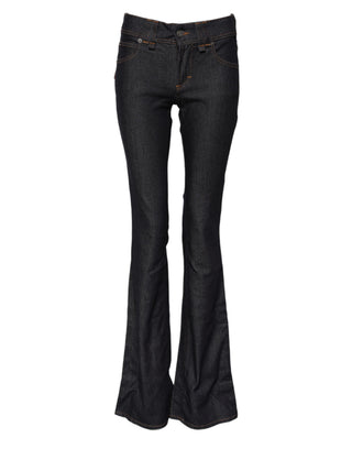 Blue Mid Waist Cotton Wide Leg Denim Jeans