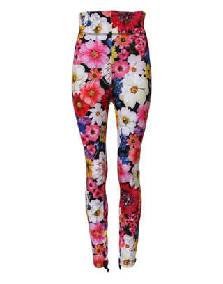 Mehrfarbige Leggings mit Blumenmuster und hoher Taille