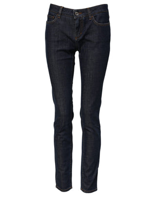 Blue Skinny Cotton Mid Waisted Denim Jeans