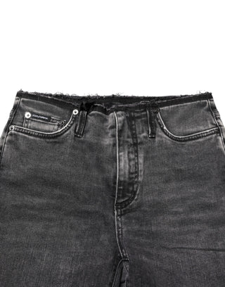 Graue Skinny Mid-Waist Jeans aus Baumwolle