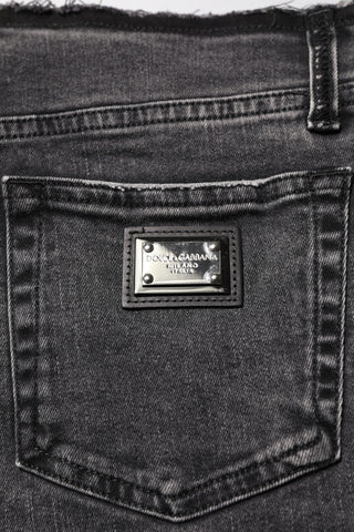 Graue Skinny Mid-Waist Jeans aus Baumwolle