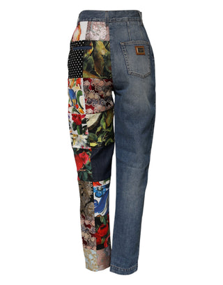 Blaue AMBER Patchwork High-Waist Jeans