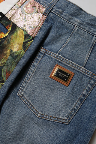 Blaue AMBER Patchwork High-Waist Jeans