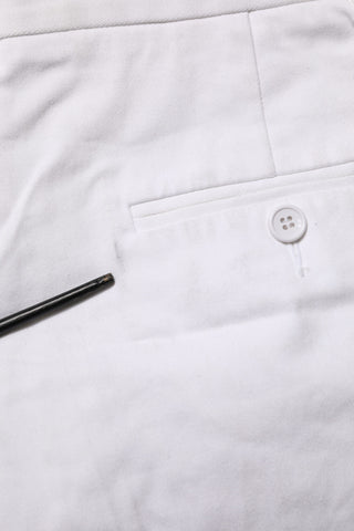 White Cotton Mid Waist Women Bermuda Shorts