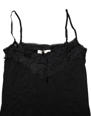 Black Wool Sleeveless Square Neck Tank Top