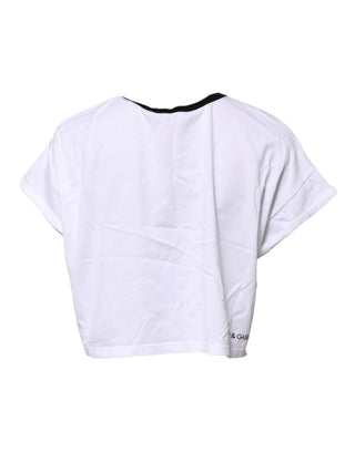 Weißes bauchfreies T-Shirt mit Rundhalsausschnitt und Grafikdruck