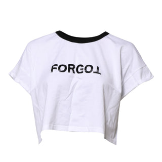 Weißes bauchfreies T-Shirt mit Rundhalsausschnitt und Grafikdruck