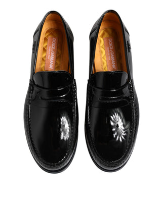 Schwarze Leder-Slipper-Loafer-Anzugschuhe