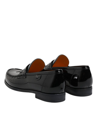 Schwarze Leder-Slipper-Loafer-Anzugschuhe