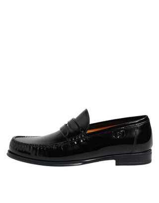 Schwarze Leder-Slipper-Loafer-Anzugschuhe