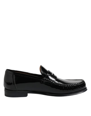 Schwarze Leder-Slipper-Loafer-Anzugschuhe