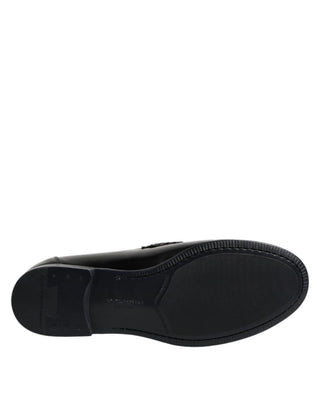 Schwarze Leder-Slipper-Loafer-Anzugschuhe