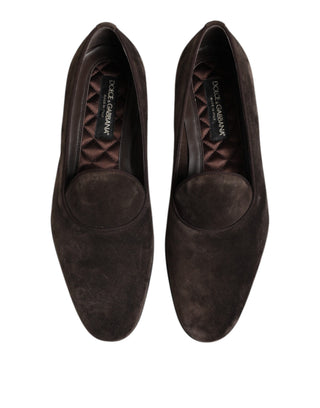 Braune Samtleder-Slipper-Loafer