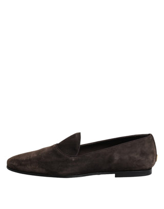 Braune Samtleder-Slipper-Loafer