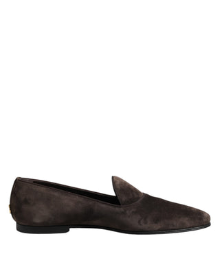 Braune Samtleder-Slipper-Loafer