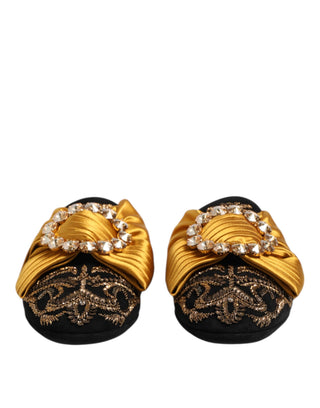 Mehrfarbige verzierte flache Sandalen